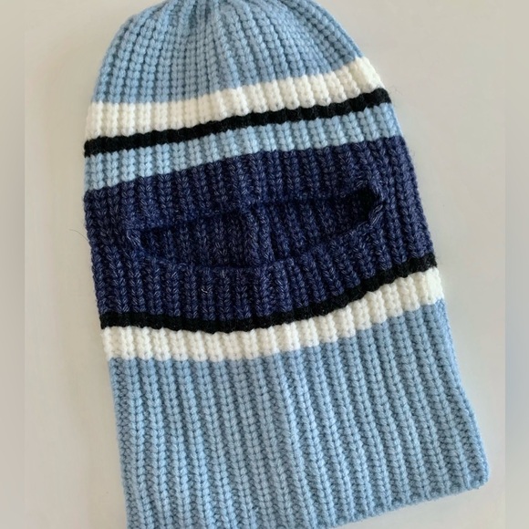 NORDIC STRIPED KNITTED BALACLAVA - BLUE - Picture 5 of 5